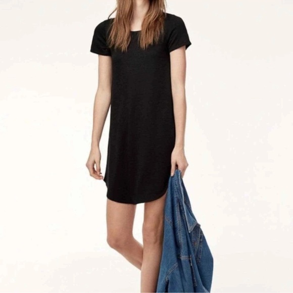 Wilfred Free Black Relaxed Tunic Dress Oversized Minimalist Pockets Size Small - Picture 7 of 8